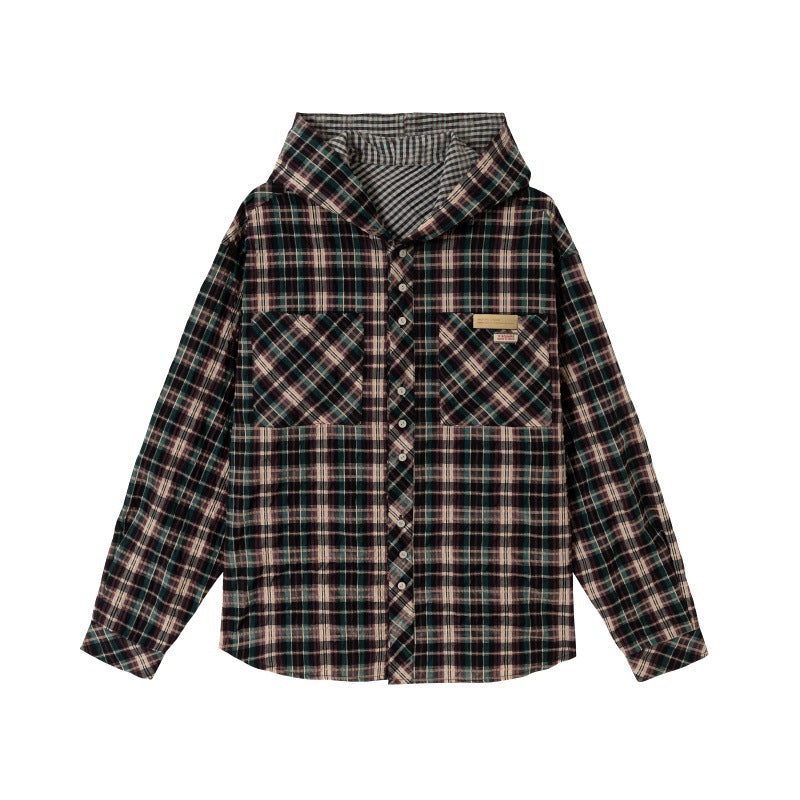 Unisex Oversized Check Flanell Skjorta med Bröst Fickor