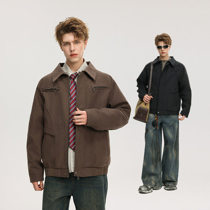 Herr Kurzjacke Aus Wollmix med Dold Dragkedja och Brusttaschen