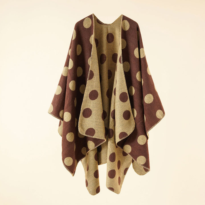 Dam Reversible oversized capeponcho tillverkad av Jacquard stickad med Decorative Stitch Edge