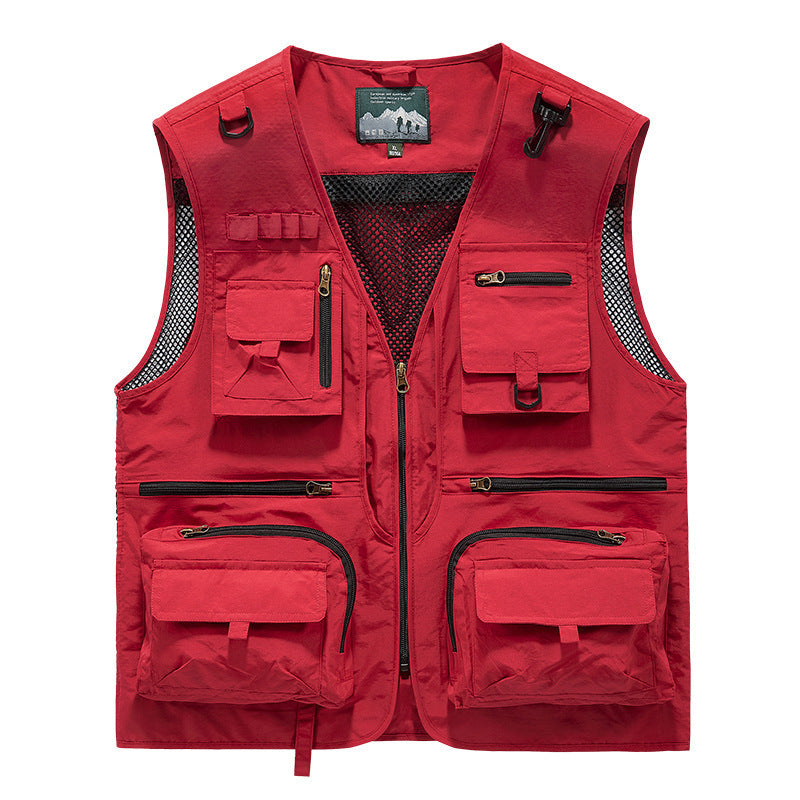 Herr Utility Väst med Multi-Functional Fickor, Mesh Ventilation, och Dragkedjestängning