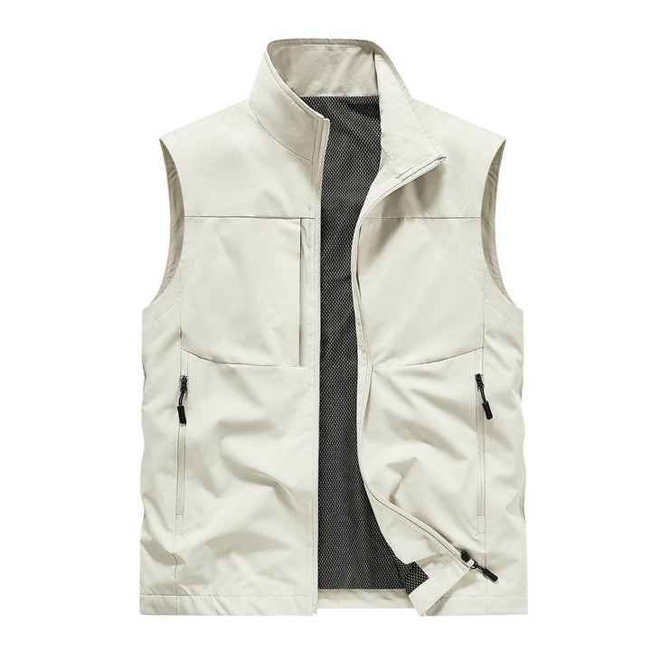 Herr Lätt Vindtät Softshell Quiltad Väst med Mesh Foder, Ståkrage &amp; Dragkedja Fickor