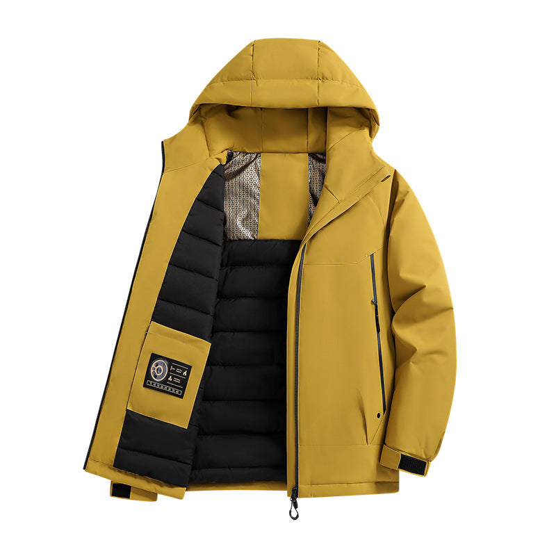 Herr isolerad softshell parka med teknisk Huva, vindtät ytterskal och innerfickor
