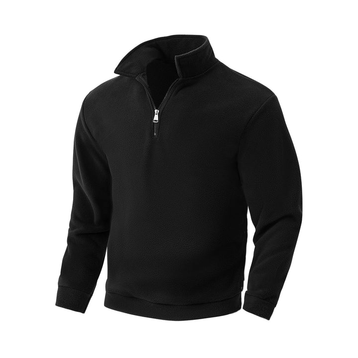 Herr Nano Fleece Halv Dragkedja Pullover med Ståkrage, Mjuk Teddy Fleece och Elastiska Muddar