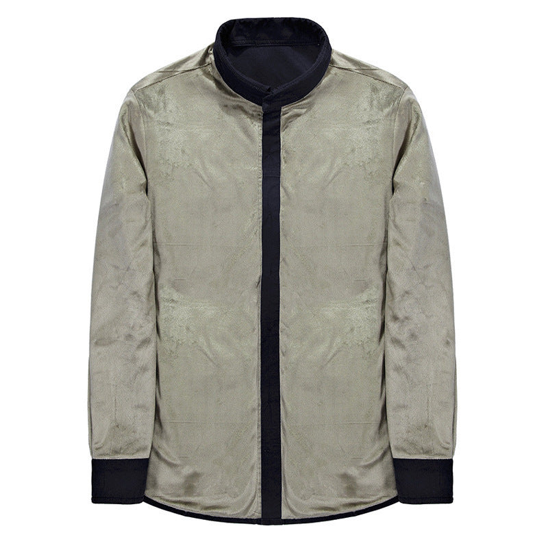 Herr Lightly Vadderad Canvas Worker Skjortjacka med Bröst Lock Fickor