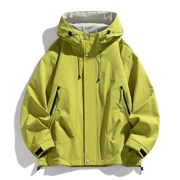 Unisex lätt vindtät outdoorjacka med huva, vattenavvisande outer shell och adjustable fåll