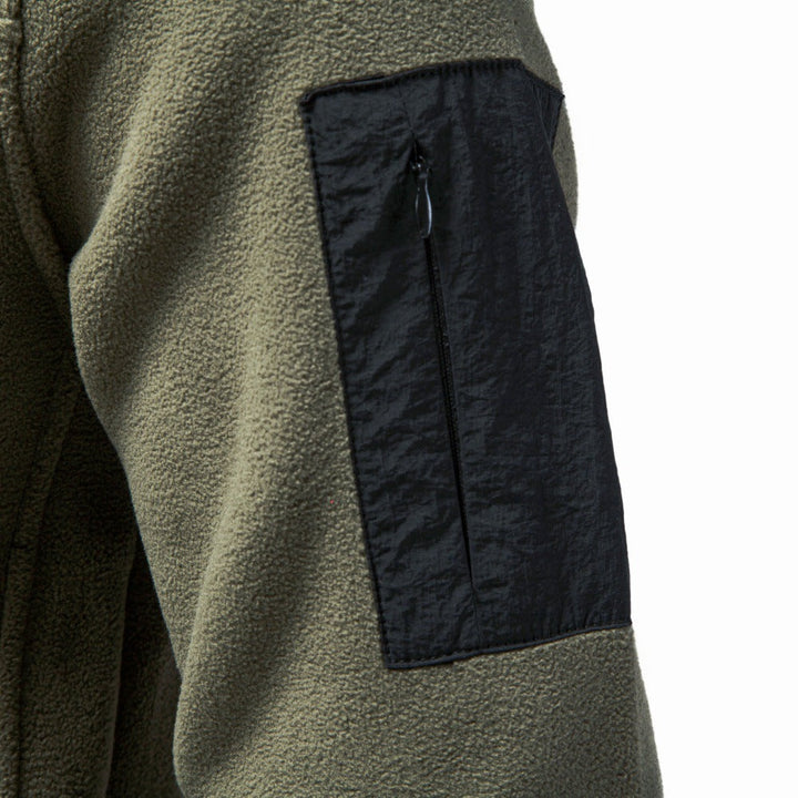 Herr Fleece Pullover med Ståkrage, Tryckknappsslå, och Ärmficka