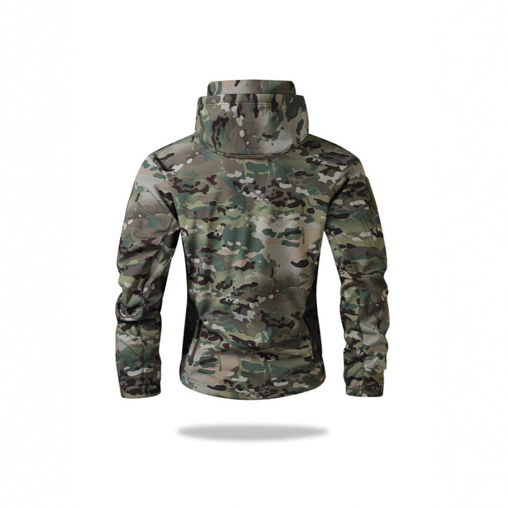 Herr Tactical Softshelljacka med Huva, Kamouflage Tryck och Multifunctional Fickor