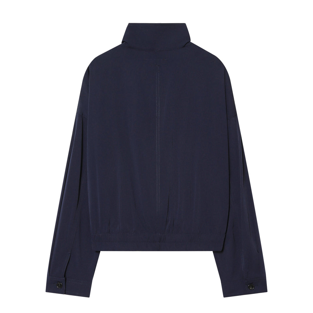 Dam kort utility blousonjacka med standing krage, patch bröstfickor, hel dragkedja, och elastisk fåll