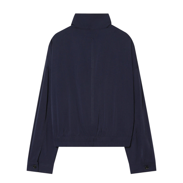 Dam kort utility blousonjacka med standing krage, patch bröstfickor, hel dragkedja, och elastisk fåll