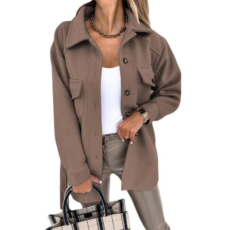 Dam oversize skjortjacka med Flap fickor