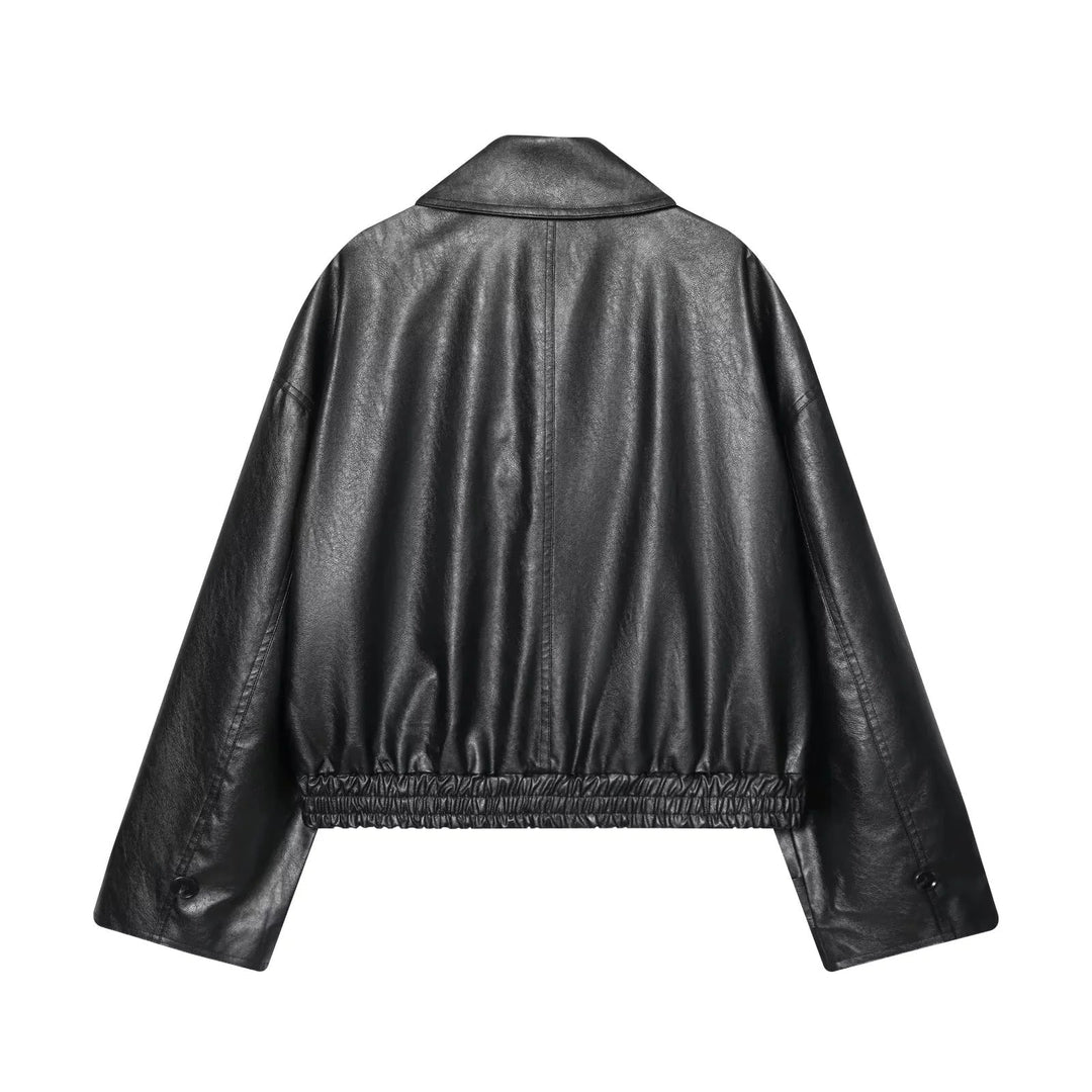 Dam cropped trenchcoat i oversized look tillverkad av vegan läder