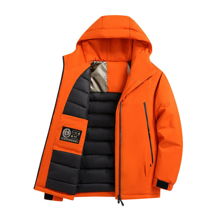 Herr isolerad softshell parka med teknisk Huva, vindtät ytterskal och innerfickor