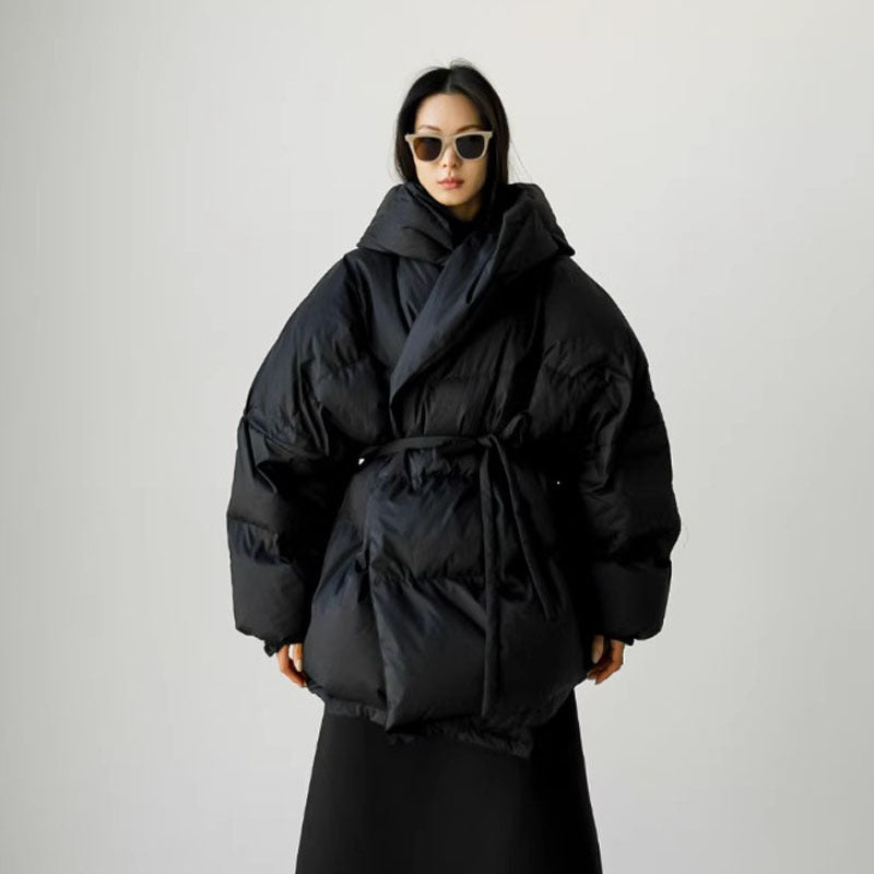 Dam oversized vadderad vinterjacka med XXL huva och Drawstring Waistband