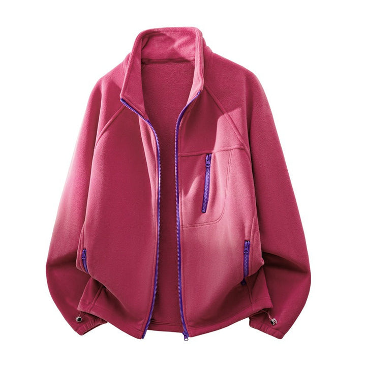 Unisex lätt fleecejacka med ståkrage, Raglan ärmar och Multiple Zip fickor