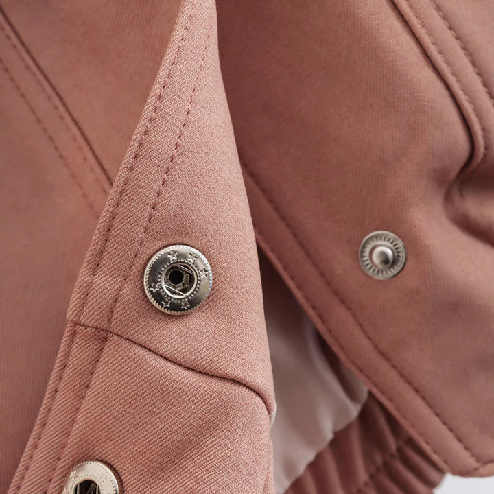 Dam Kort Utilityjacka med Stå Krage, Lock Fickor och Elastic Drawstring