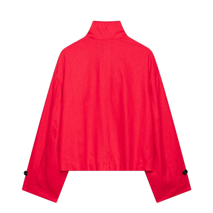 Dam 20+ Kort Cape Trench med Stå Krage och Overlapping Shoulder Straps