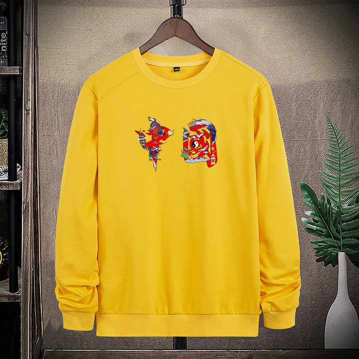 Herr Round Neck College-Tröja med Detailed Graphic Tryck