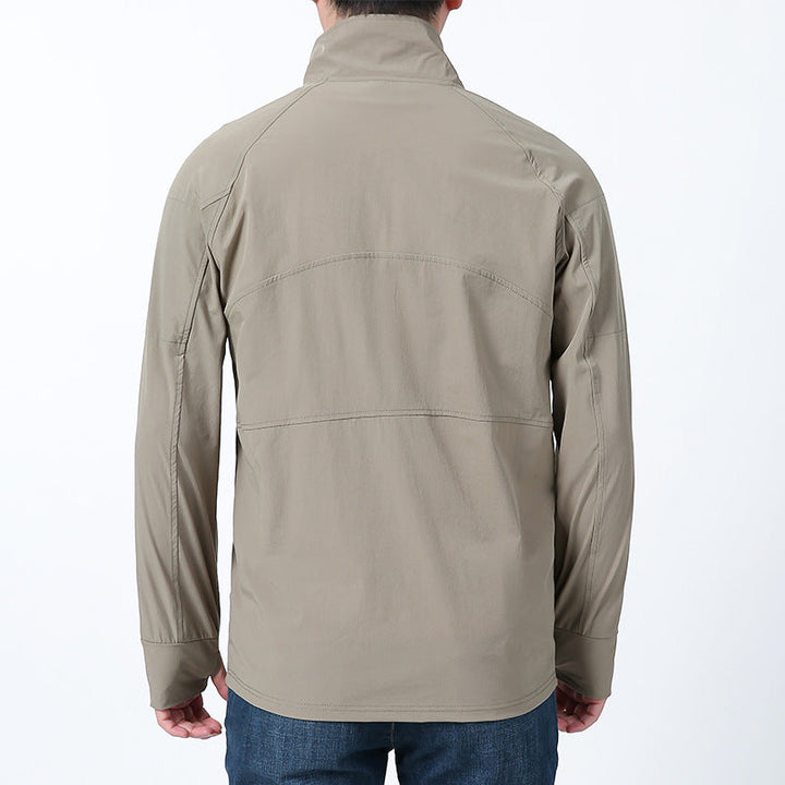 Herr Softshell Pullover med Kort Dragkedja, Ärmficka, och Raglanärmar