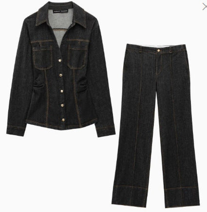 Dam 600+ Tailored Denimjacka med Chest Fickor och Shape-Enhancing Darts