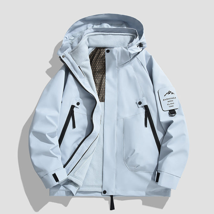 Herr Vattentät Utility Softshelljacka med Huva, Diagonal Dragkedjefickor och Justerbar Ärm Straps