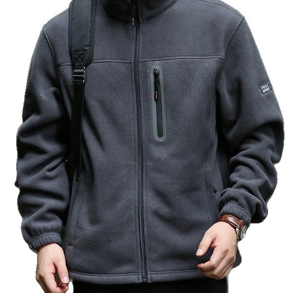 Herr Andningsbar Microfleece Jacka med Vattenavvisande Bröst Zip Knapplist och Stående Krage