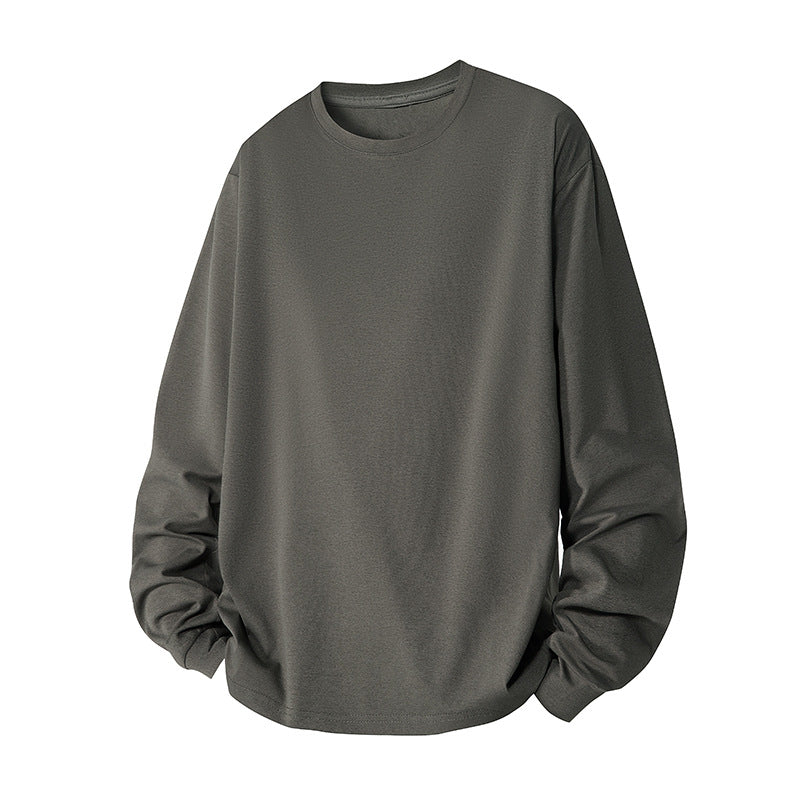 Herr Oversized College-Tröja Gjord av Bomullsblandning med Round Neckline och Ribbstickade Muddar