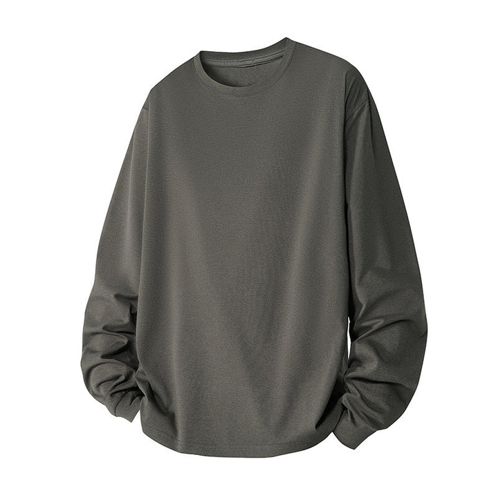 Herr Oversized College-Tröja Gjord av Bomullsblandning med Round Neckline och Ribbstickade Muddar