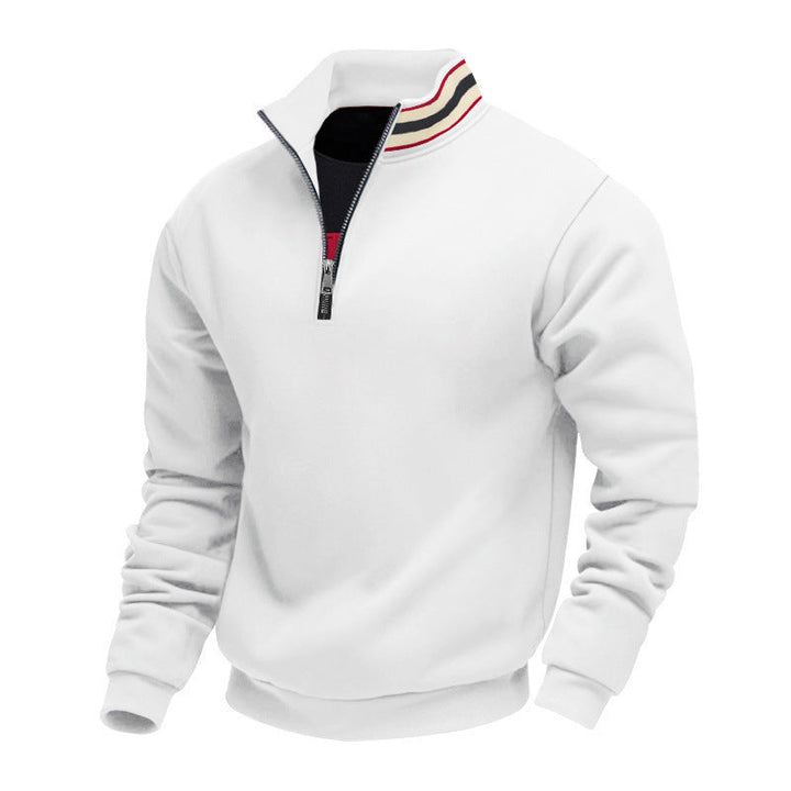 Herr Halv Dragkedja College-Tröja med Sportig Ring Krage och Mjuk Fleece Inner Foder