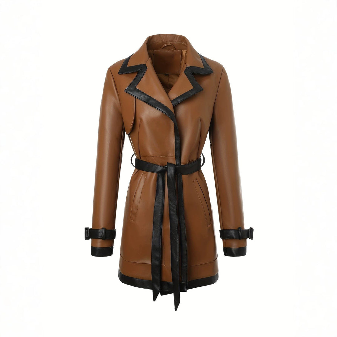 Dam Modern Faux Läder Trenchcoat