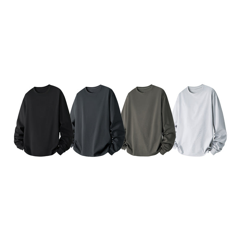 Herr Oversized College-Tröja Gjord av Bomullsblandning med Round Neckline och Ribbstickade Muddar