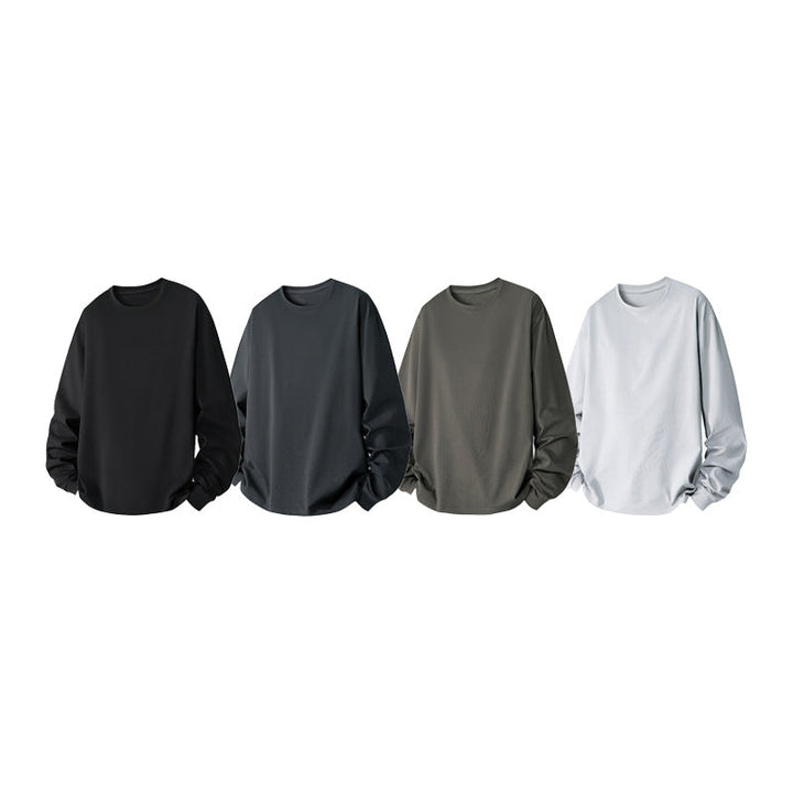 Herr Oversized College-Tröja Gjord av Bomullsblandning med Round Neckline och Ribbstickade Muddar