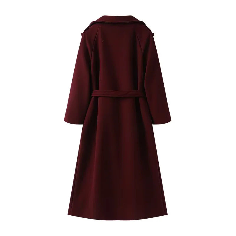 Dam longer double-breasted trenchcoat med bälte och sjalkrage