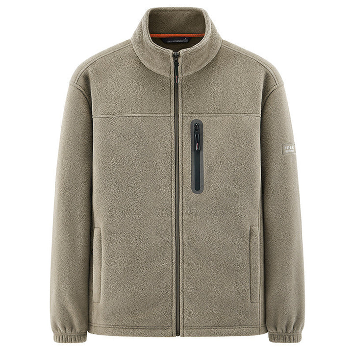 Herr Insulating Microfleece Funktionell Jacka med Vattentät Bröstficka och Ståkrage