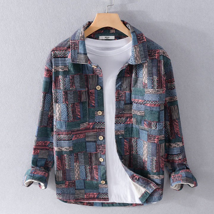Herröverskjorta i Patchwork Look med Applied Bröstfickor