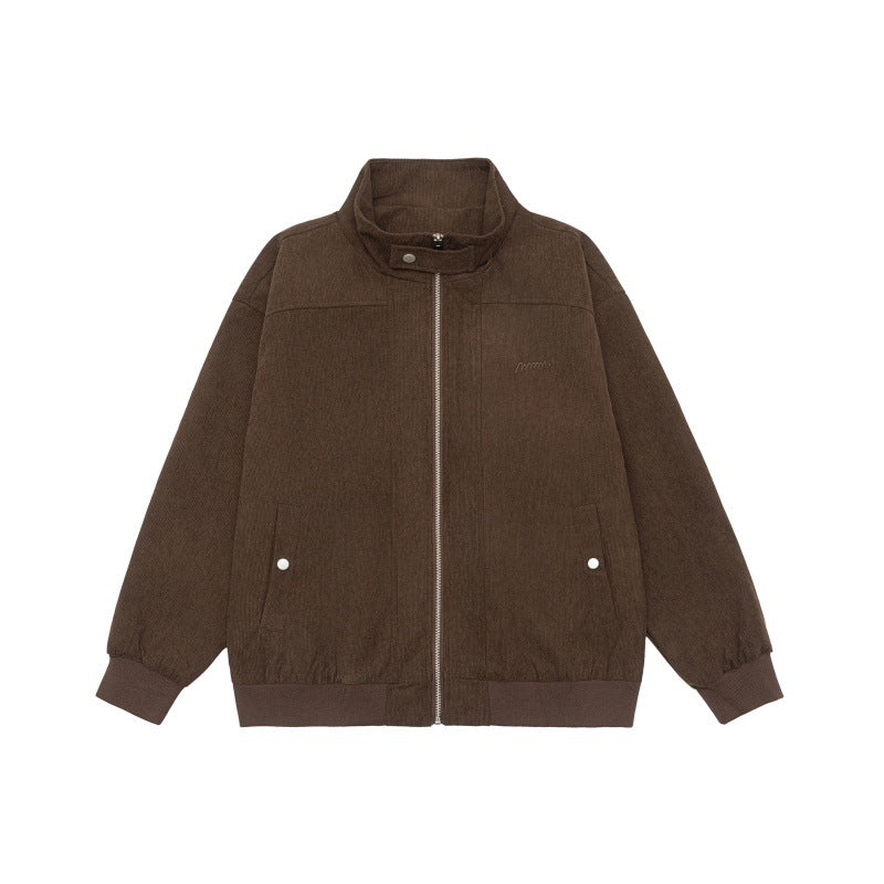 Unisex Teddy-Fleece Bomber Jacka med Ståkrage och Tryckknapp Fickor