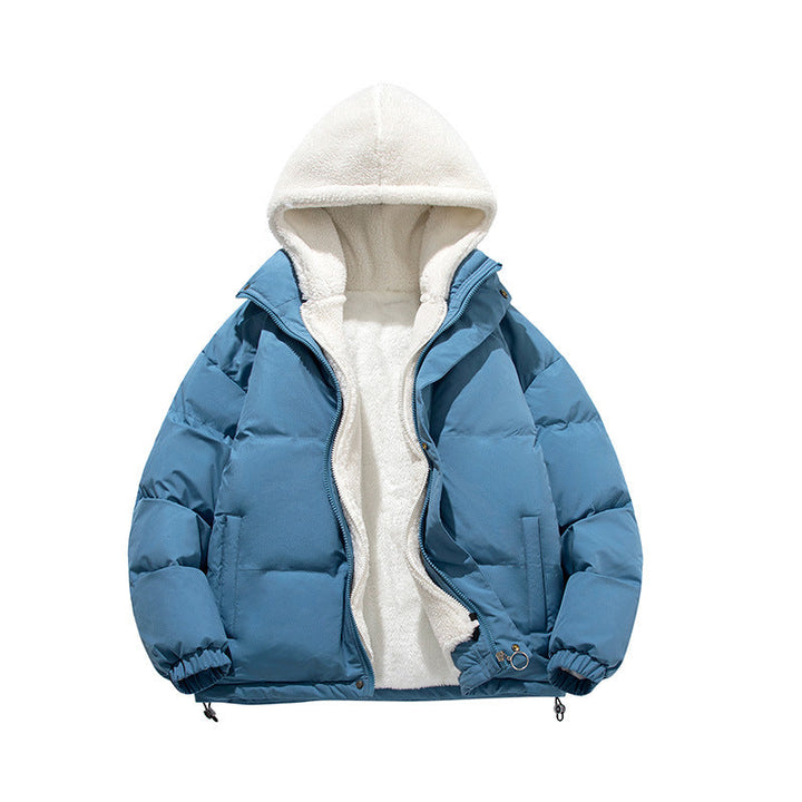 Unisex vadderad huvtröja med sherpa foder och justerbar fåll
