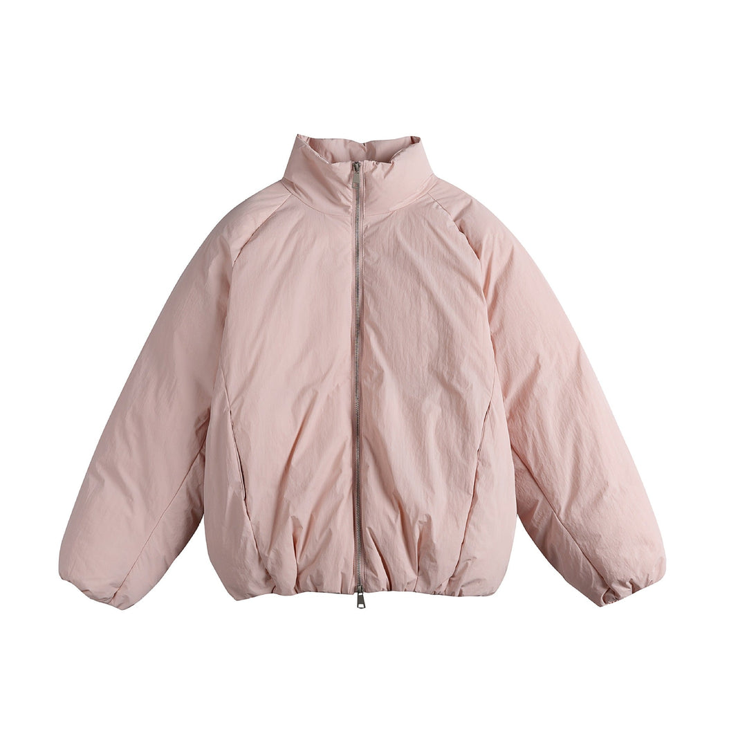 Unisex Oversized Vadderad Jacka med Hög Ståkrage och Tvåvägsdragkedja