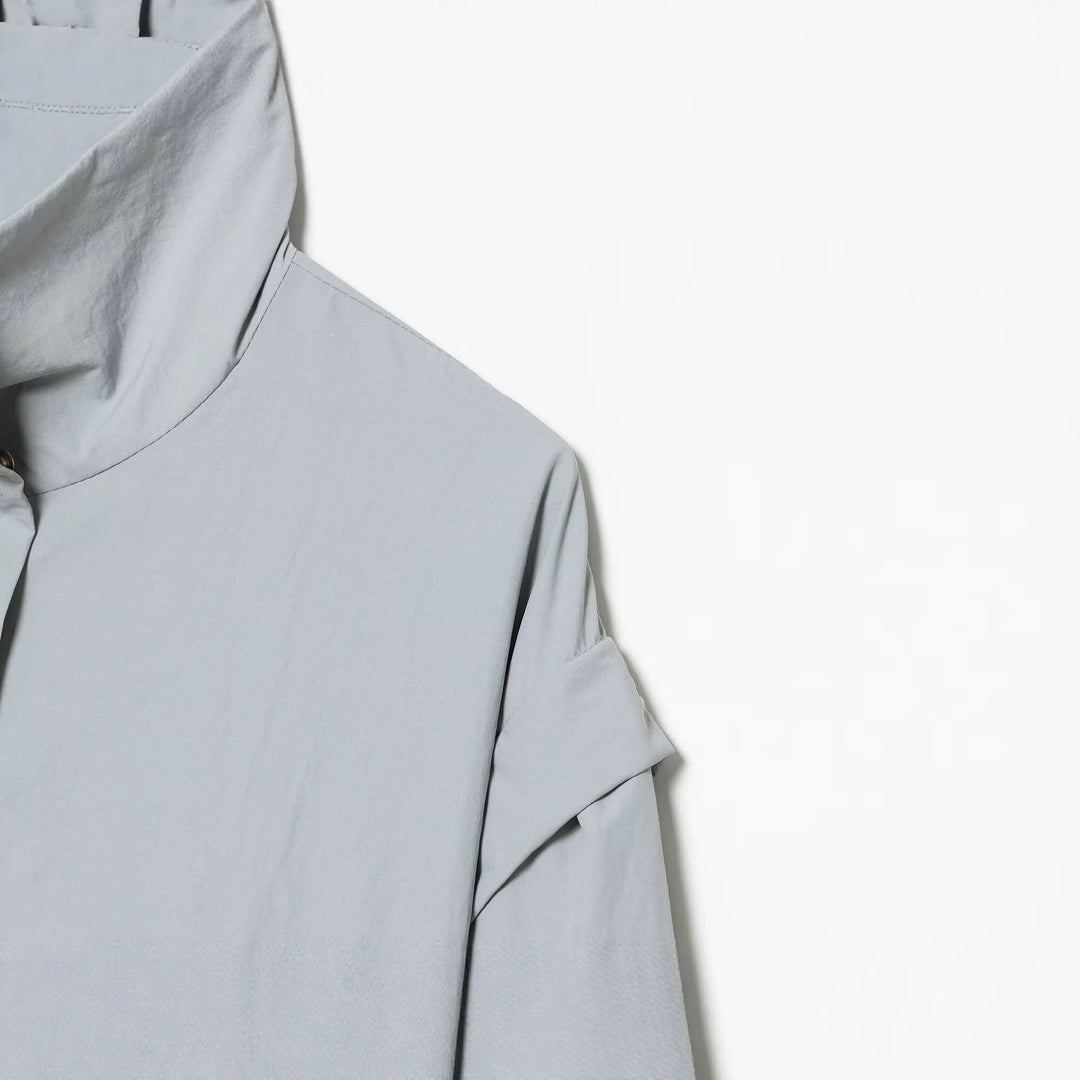 Dam Lätt Kort Blouson med Hög Stå Krage och Dold Front