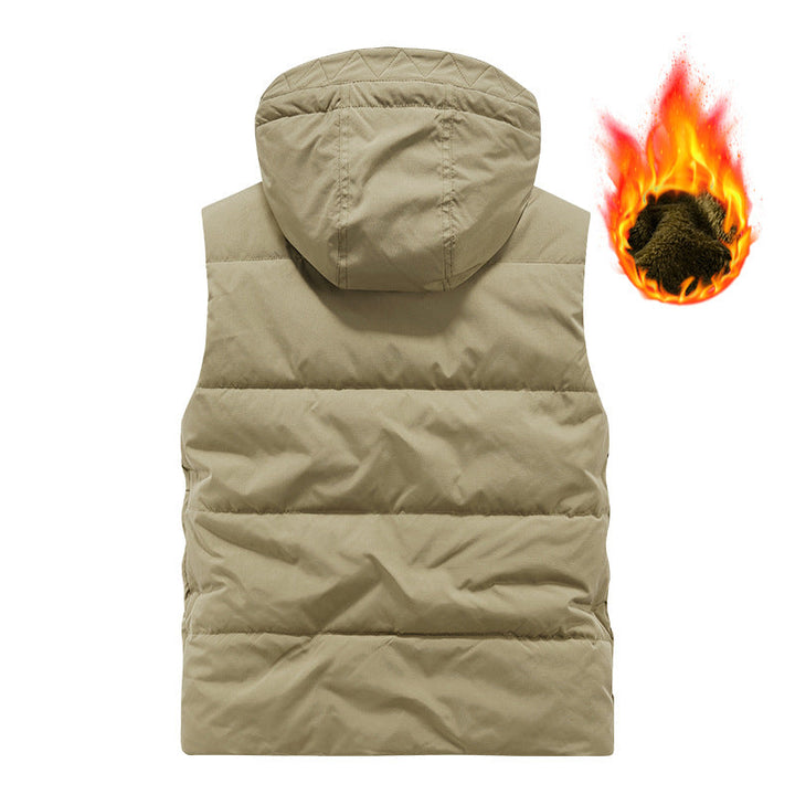 Herr Insulated Utility Väst med Huva, Teddyfoder och Multi-Functional Fickor