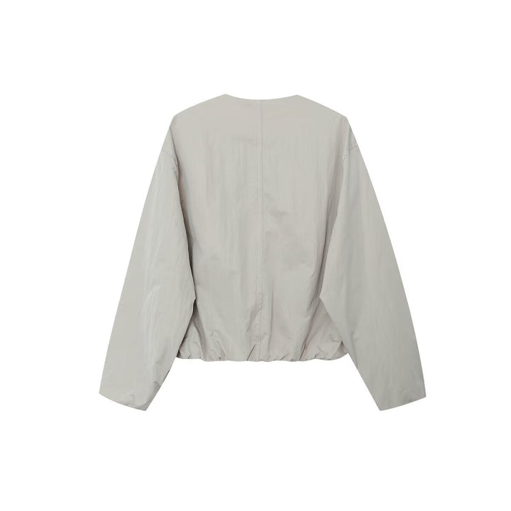 Dam lätt utility blousonjacka med round neckline, snap knäppning och stor påsydda fickor