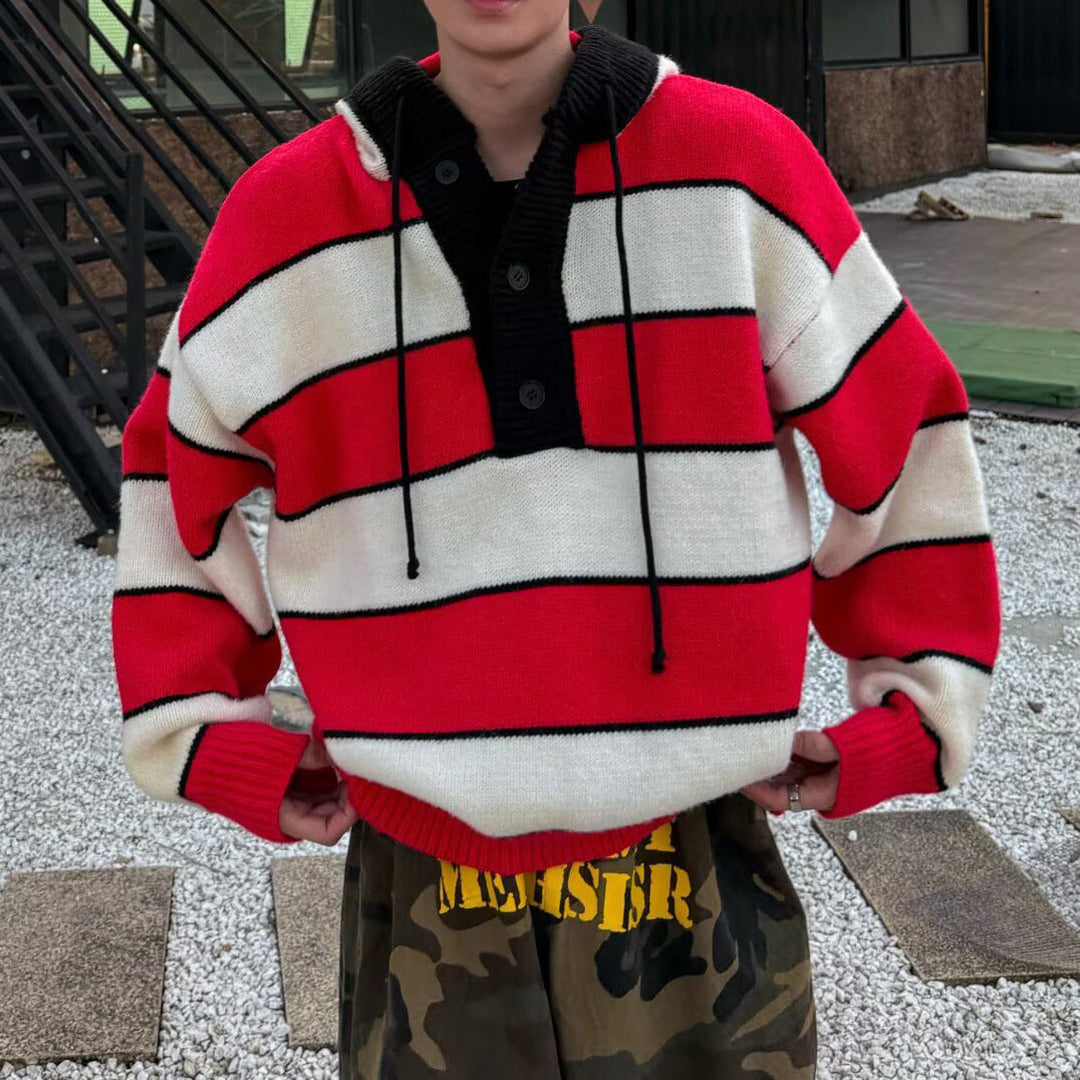 Herr Fashion Luvtröja Tröja med Randig Design