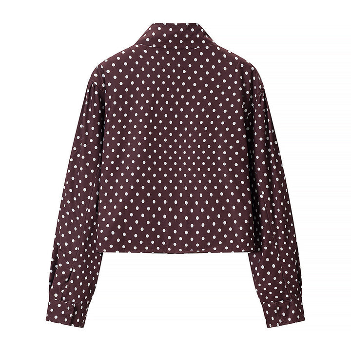 Dam Polka Dot kort jacka med Stand krage och dold Snap knappslå