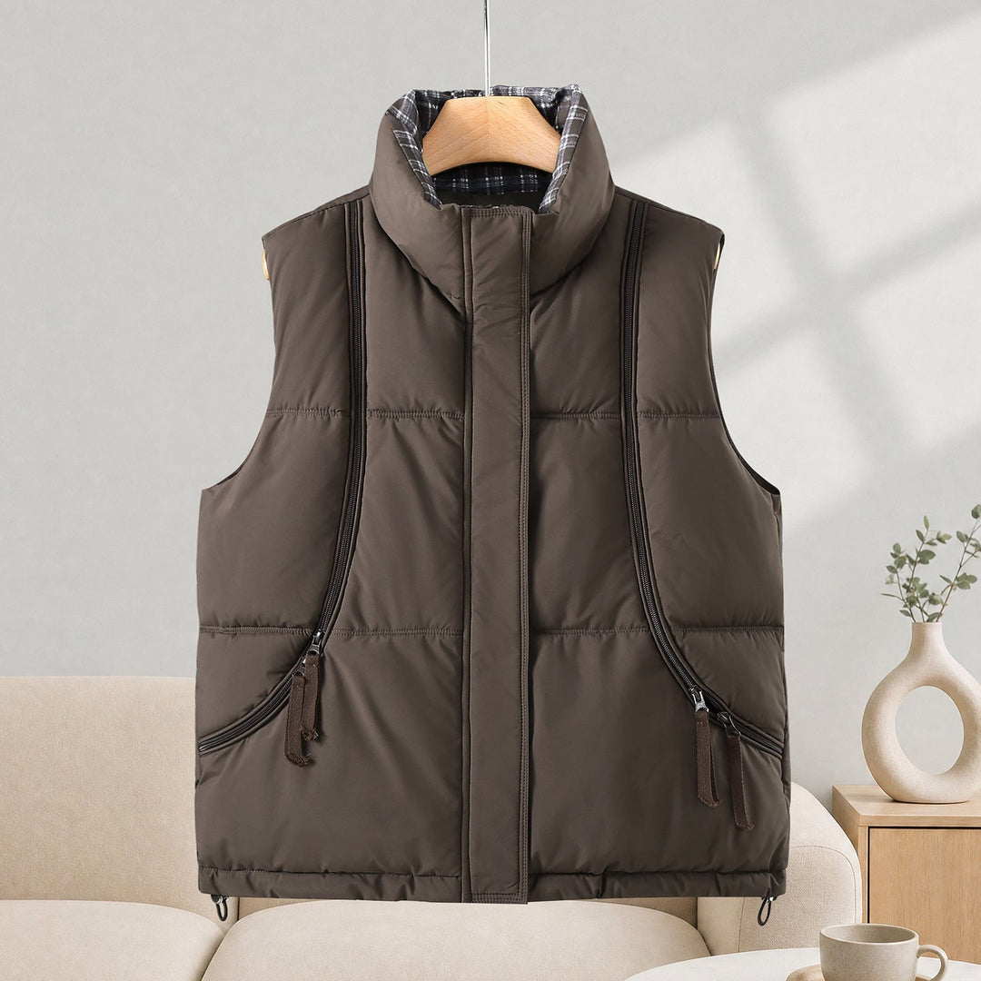 Dam quiltad thermal väst med high ståkrage, side dragkedja fickor, och adjustable fåll