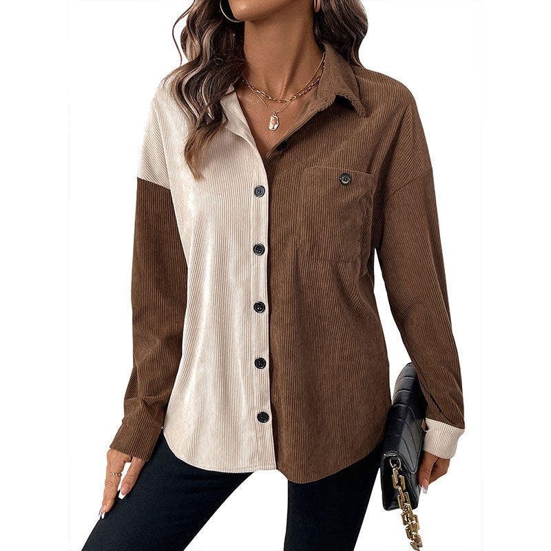 Dam Modern Cord Jacka med Contrast Details