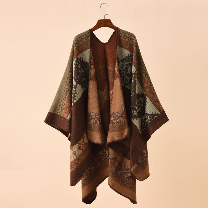 Dam Jacquard poncho med Paisley mönster