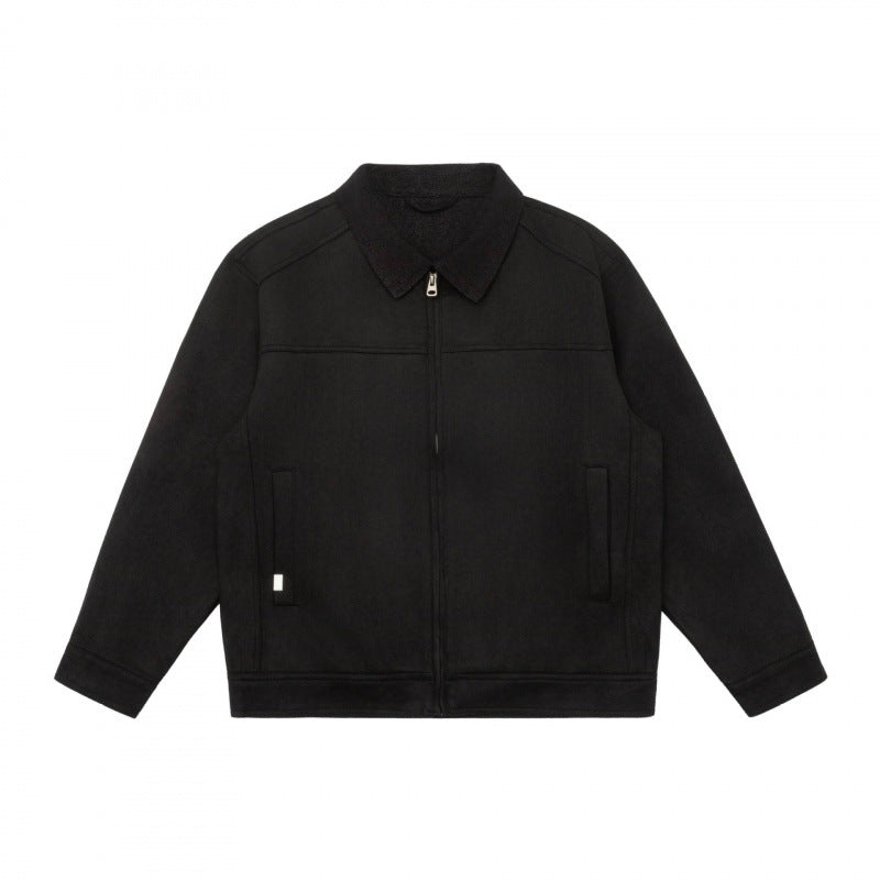 Herr boxig Dragkedja Blouson Jacka med Cord Krage och Minimalistisk sidofickor
