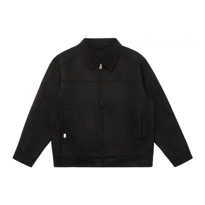 Herr boxig Dragkedja Blouson Jacka med Cord Krage och Minimalistisk sidofickor