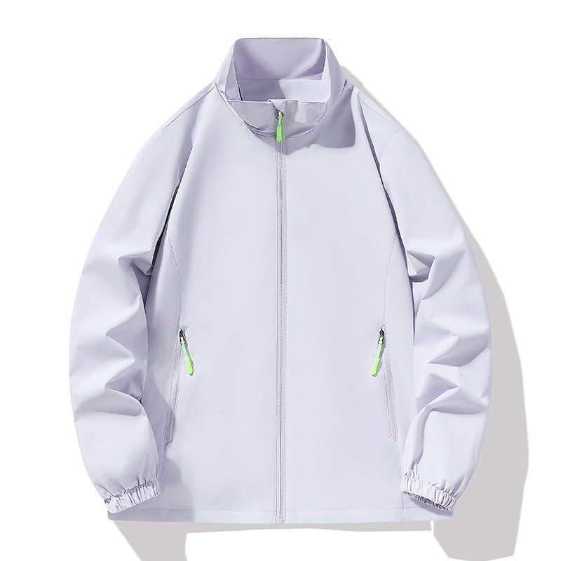 Herr Minimalistisk softshell utomhusjacka med ståkrage, Vind och Vatten Resistent Membran och Fluorescent Dragkedja Pulls