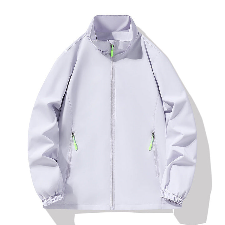 Herr Minimalistisk softshell utomhusjacka med ståkrage, Vind och Vatten Resistent Membran och Fluorescent Dragkedja Pulls