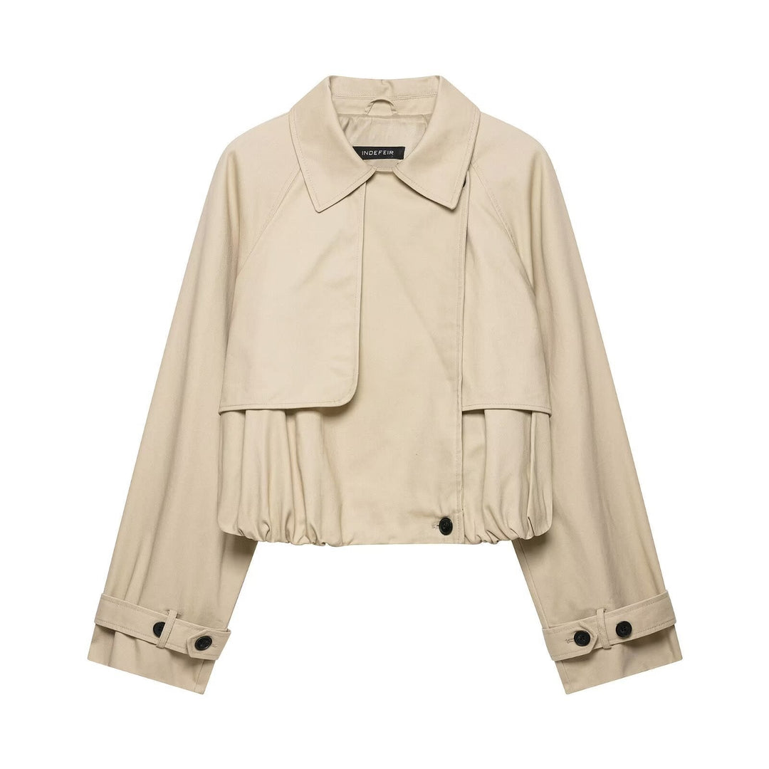 Dam 60+ Kort Trench Blouson med Cape Detail och Drawstring Nederkant